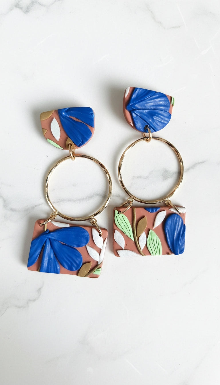 Aretes Flor Azul Azure de Eufonía