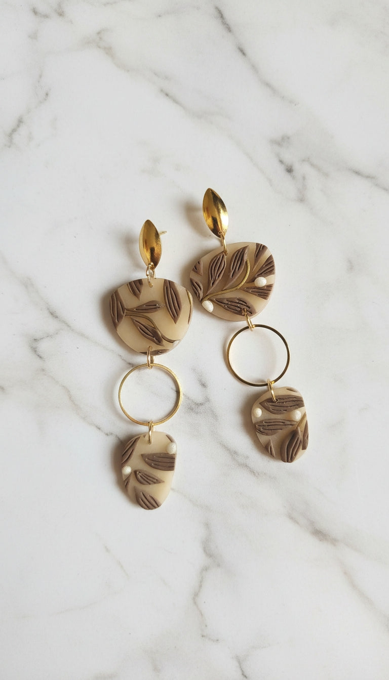 Aretes Hojas Mocha de Eufonía