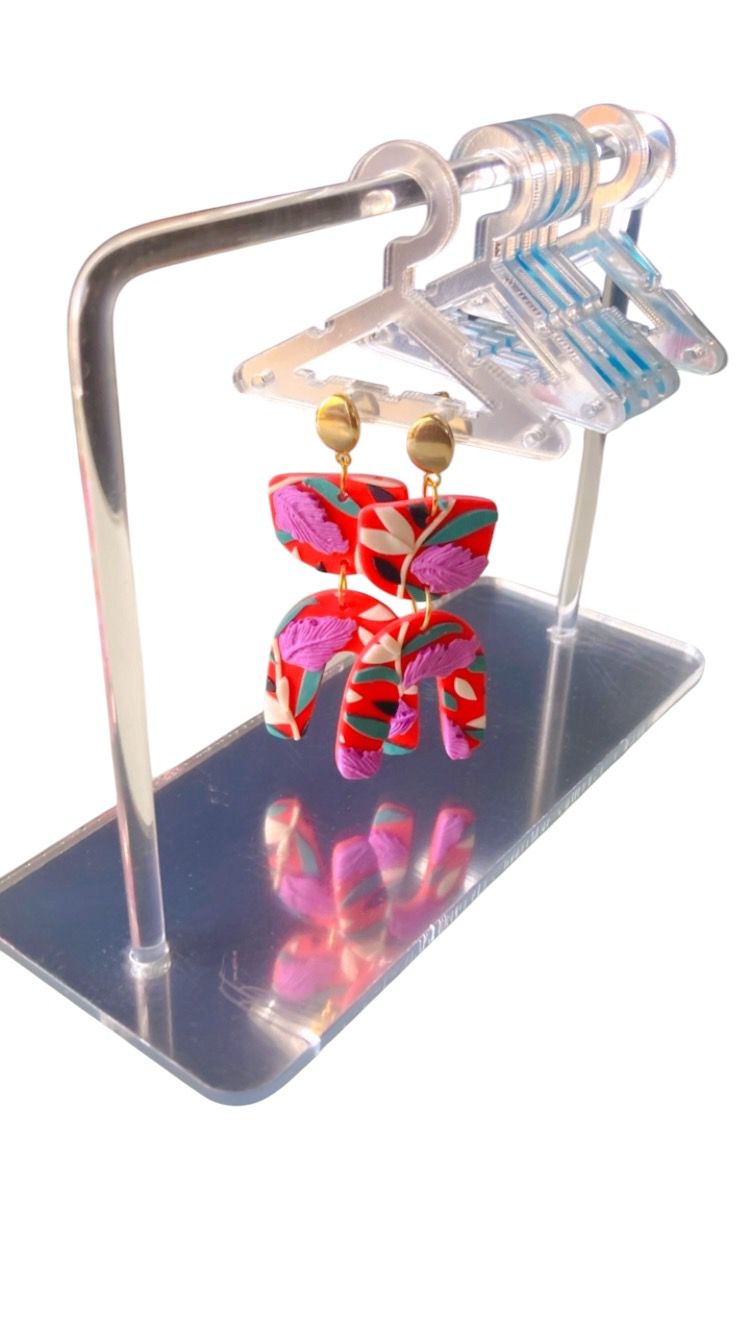 Pendientes colgantes de arcilla | Flores tropicales | Accesorios boho chic