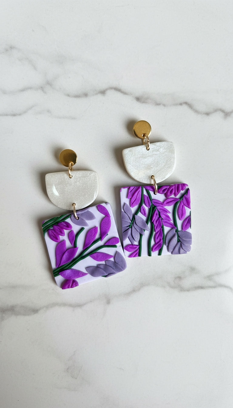 Aretes Hojas Lavanda de Eufonía