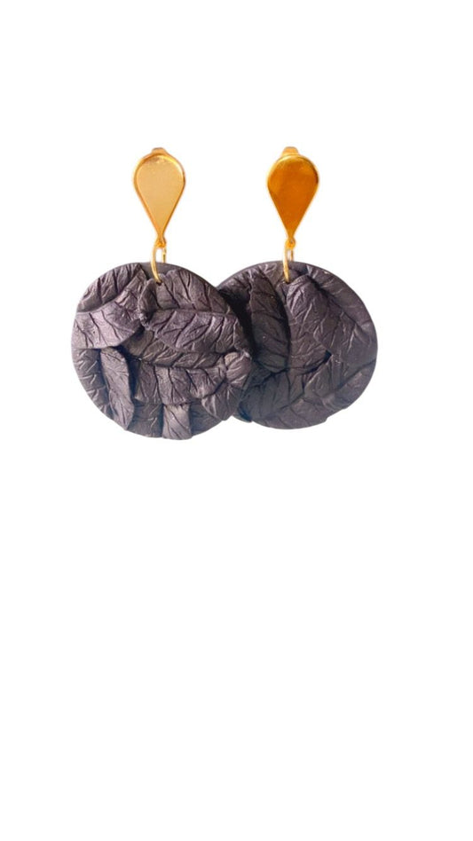 Pendientes colgantes de arcilla | Hojas texturizadas | Estilo boho chic | Regalo para ella