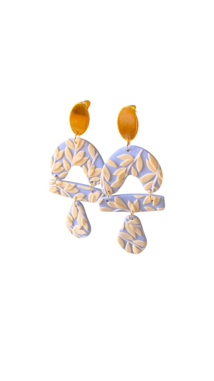 Aretes de arcilla polimérica | Diseño floral minimalista | Tonos pastel | Joyería artesanal