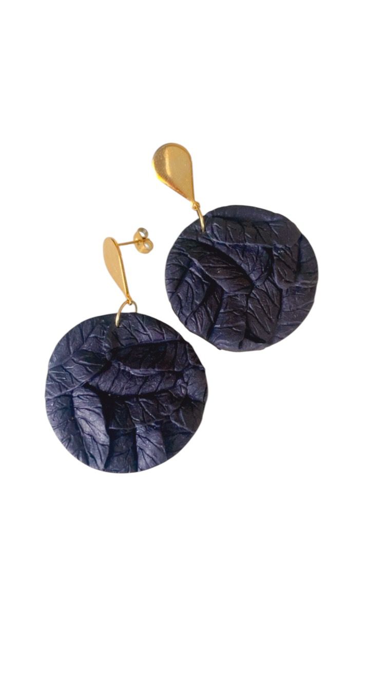 Pendientes colgantes de arcilla | Hojas texturizadas | Estilo boho chic | Regalo para ella